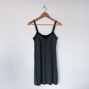 VTG Vintage Y2K Babydoll Style Lace Trim Gray Lingerie PJ Mini Dress Flowy
